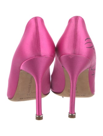 Manolo Blahnik Satin Crystal Embellishments Pumps