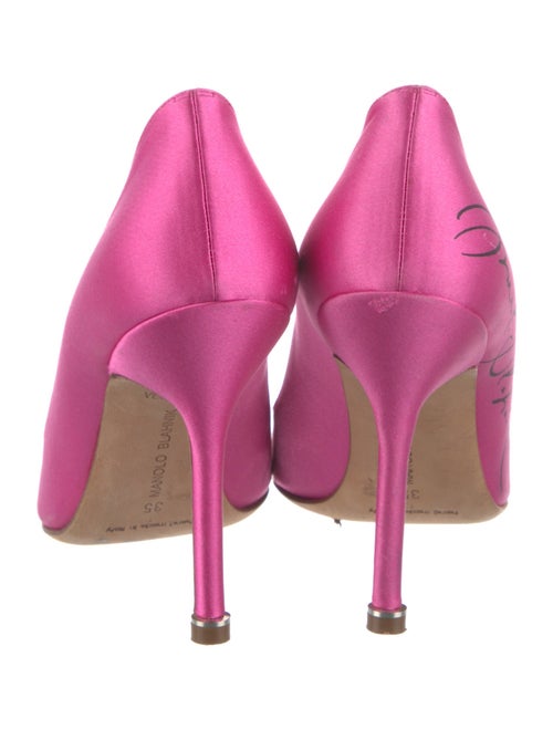 Manolo Blahnik Satin Crystal Embellishments Pumps