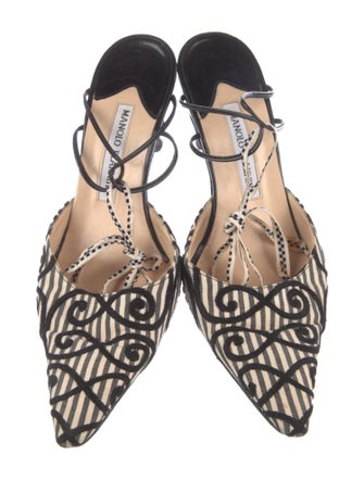 Manolo Blahnik Printed Embroidered Accent Mules