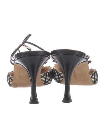 Manolo Blahnik Printed Embroidered Accent Mules