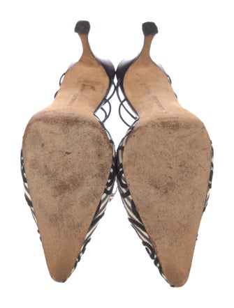 Manolo Blahnik Printed Embroidered Accent Mules