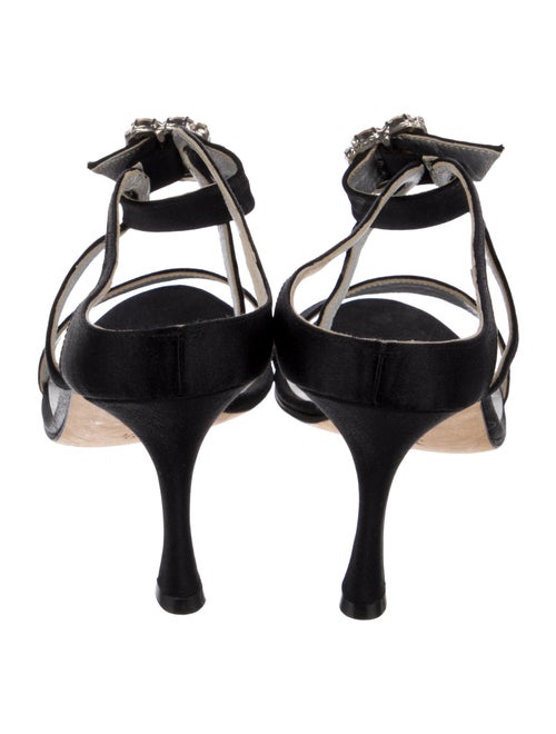 Manolo Blahnik Satin Crystal Embellishments Slides