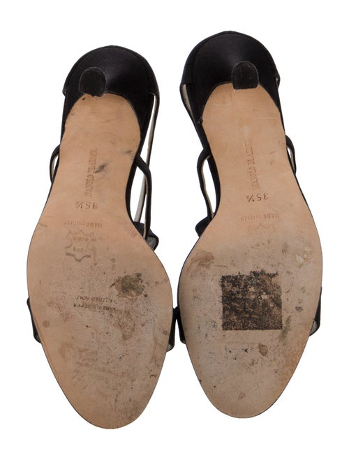 Manolo Blahnik Satin Crystal Embellishments Slides