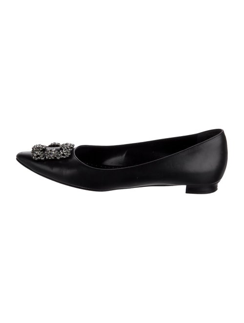 Manolo Blahnik Leather Crystal Embellishments Flats
