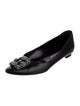 Manolo Blahnik Leather Crystal Embellishments Flats