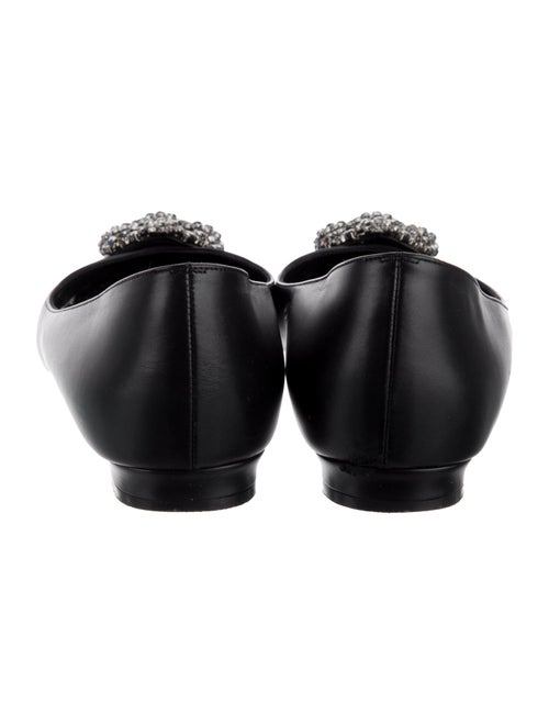 Manolo Blahnik Leather Crystal Embellishments Flats