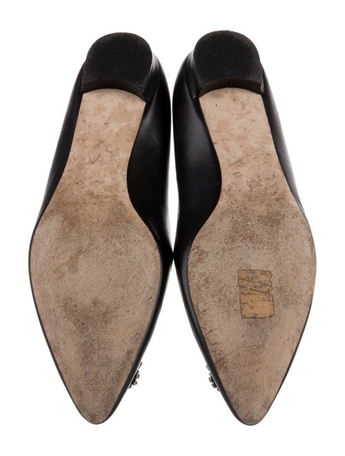 Manolo Blahnik Leather Crystal Embellishments Flats
