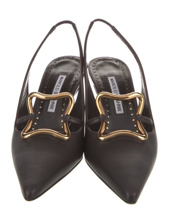Manolo Blahnik Leather Slingback Pumps