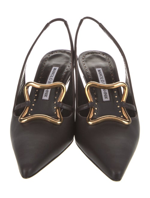 Manolo Blahnik Leather Slingback Pumps