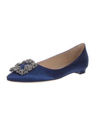 Manolo Blahnik Satin Crystal Embellishments Flats