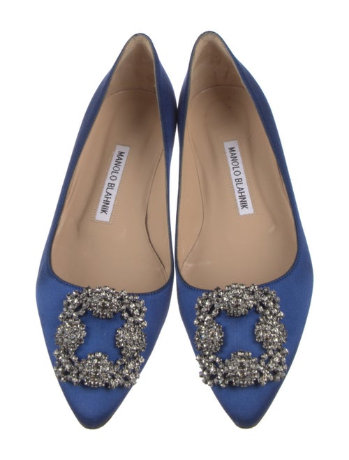 Manolo Blahnik Satin Crystal Embellishments Flats