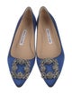 Manolo Blahnik Satin Crystal Embellishments Flats