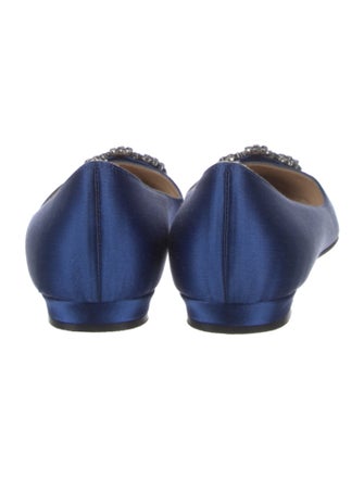 Manolo Blahnik Satin Crystal Embellishments Flats
