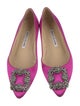 Manolo Blahnik Satin Crystal Embellishments Ballet Flats