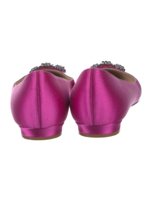 Manolo Blahnik Satin Crystal Embellishments Ballet Flats