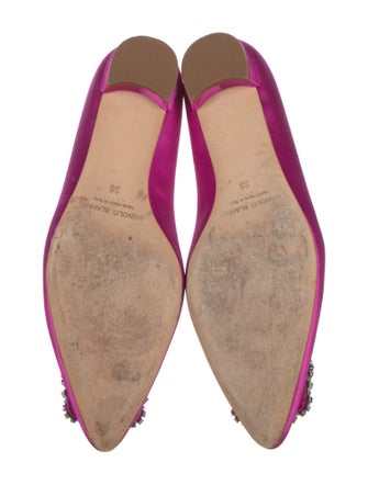 Manolo Blahnik Satin Crystal Embellishments Ballet Flats