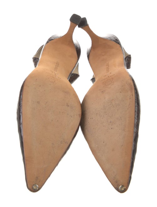 Manolo Blahnik Embossed Leather Animal Print Slingback Pumps