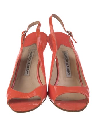 Manolo Blahnik Patent Leather Slingback Pumps