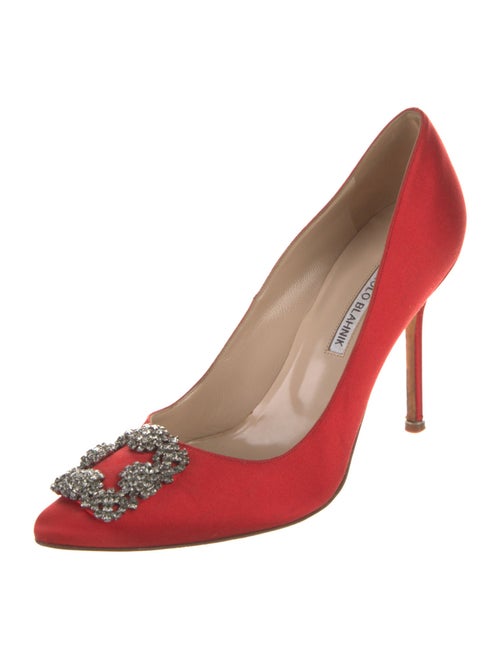 Manolo Blahnik Satin Crystal Embellishments Pumps