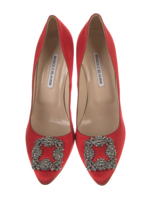 Manolo Blahnik Satin Crystal Embellishments Pumps