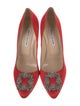 Manolo Blahnik Satin Crystal Embellishments Pumps