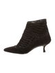 Manolo Blahnik Suede Fur Trim Lace-Up Boots