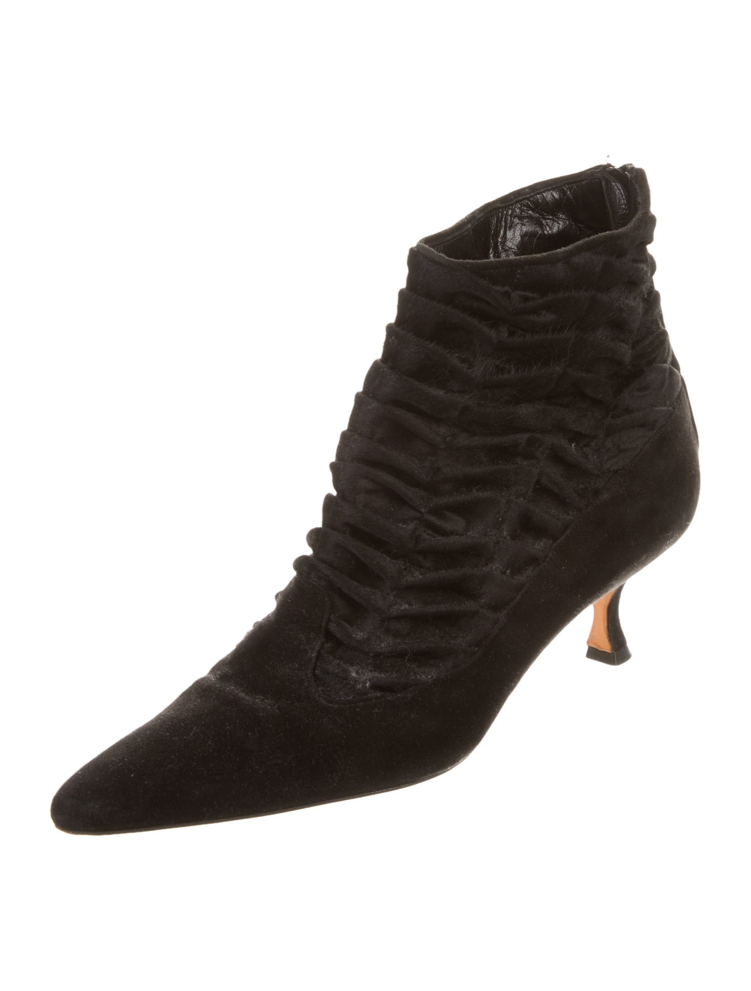 Manolo Blahnik Suede Fur Trim Lace-Up Boots