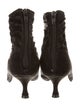 Manolo Blahnik Suede Fur Trim Lace-Up Boots