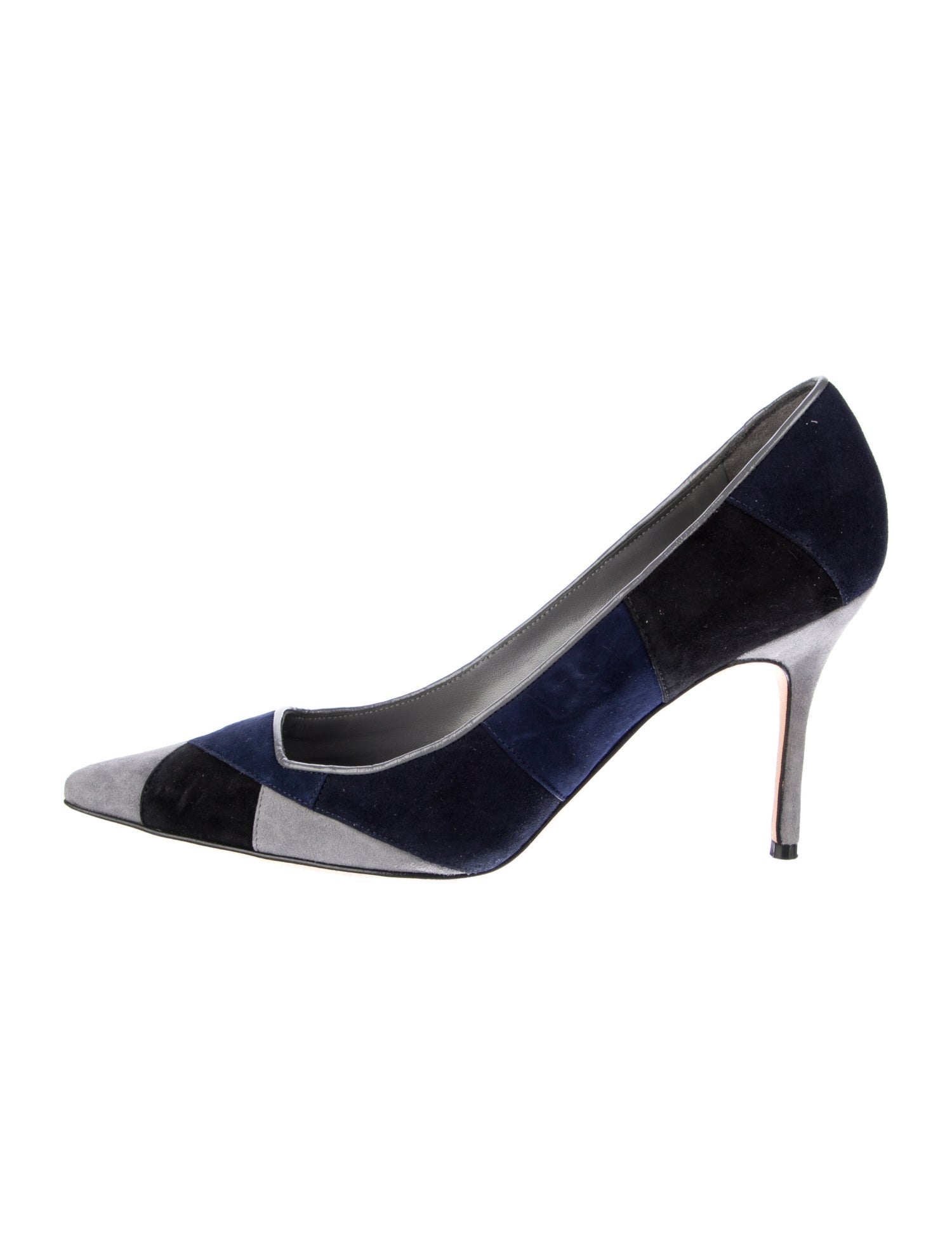Manolo Blahnik Suede Colorblock Pattern Pumps