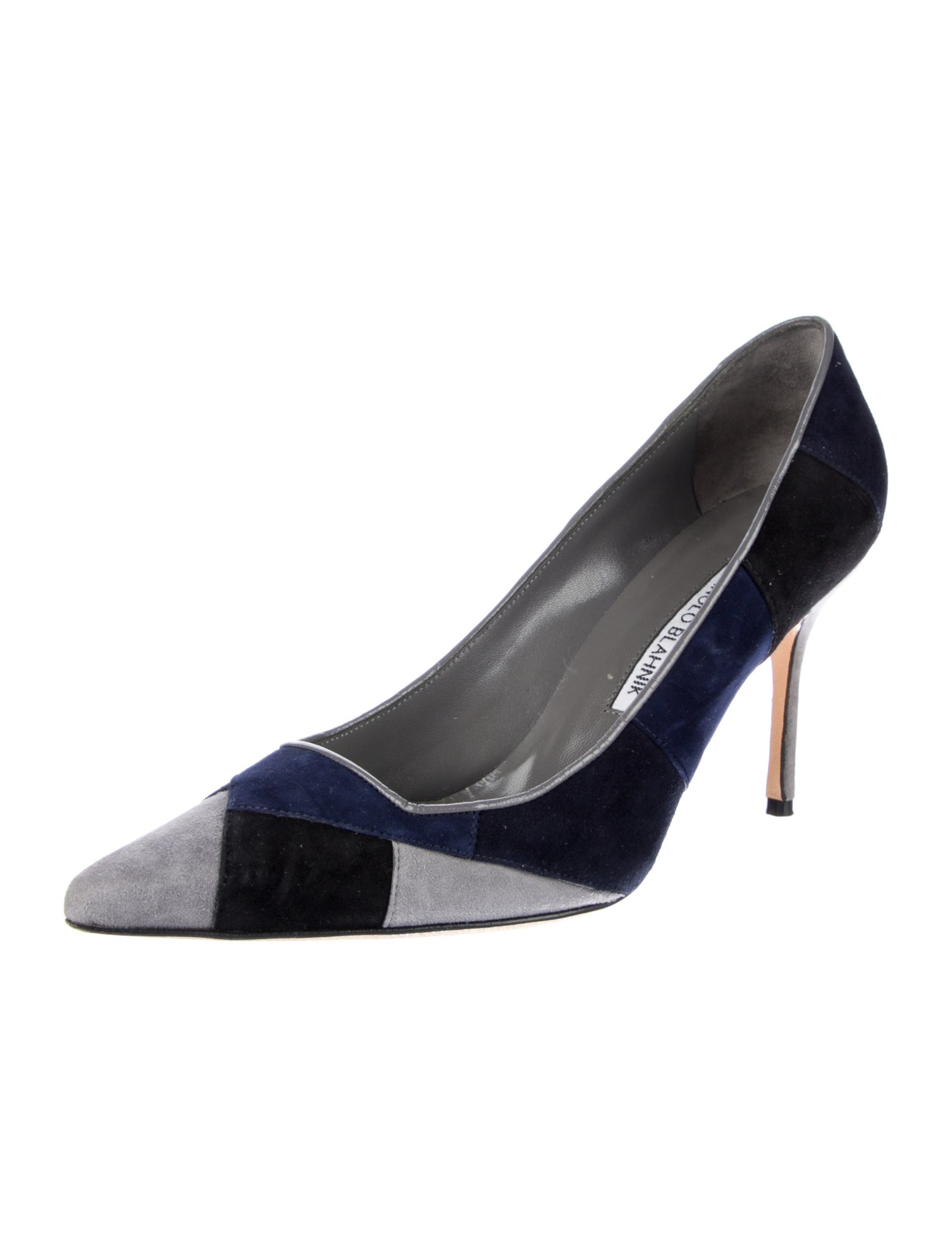 Manolo Blahnik Suede Colorblock Pattern Pumps