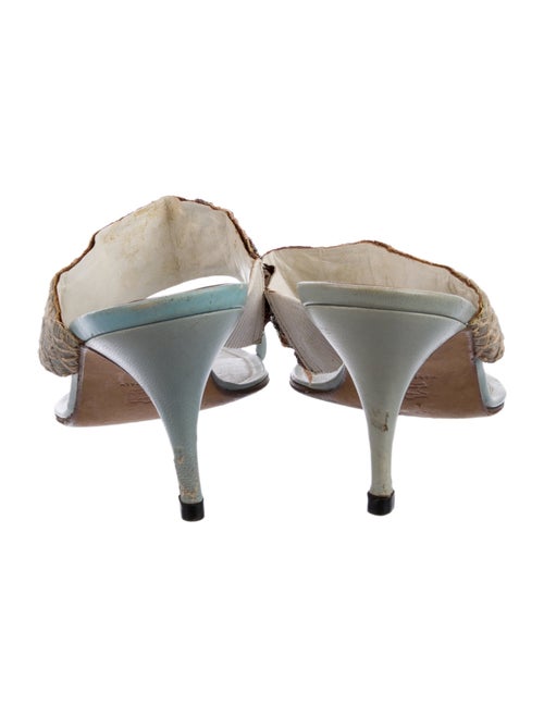 Manolo Blahnik Leather Printed Slides