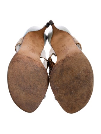 Manolo Blahnik Leather Printed Slides