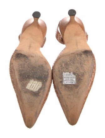 Manolo Blahnik Snakeskin Slingback Pumps