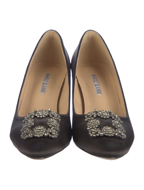 Manolo Blahnik Satin Crystal Embellishments Pumps