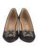 Manolo Blahnik Satin Crystal Embellishments Pumps