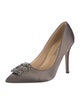 Manolo Blahnik Satin Crystal Embellishments Pumps