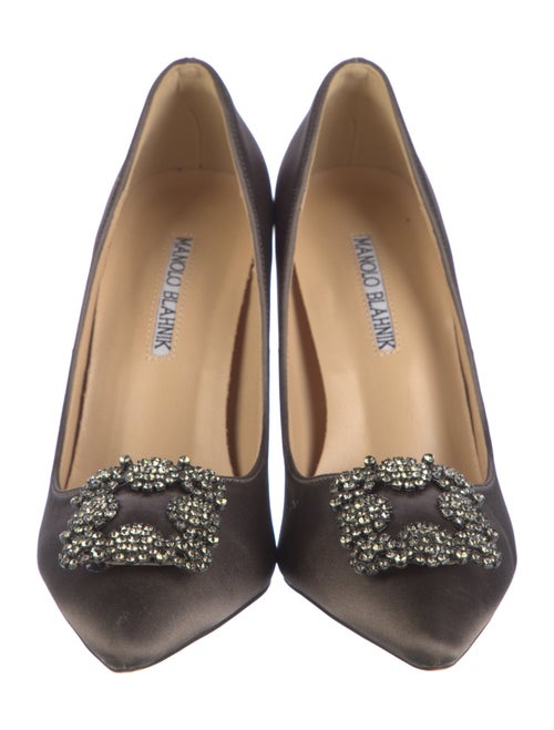 Manolo Blahnik Satin Crystal Embellishments Pumps