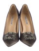 Manolo Blahnik Satin Crystal Embellishments Pumps