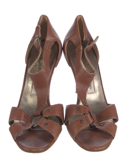 Manolo Blahnik Leather T-Strap Sandals