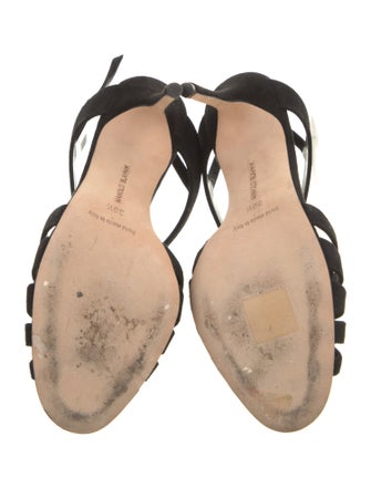 Manolo Blahnik Suede T-Strap Sandals