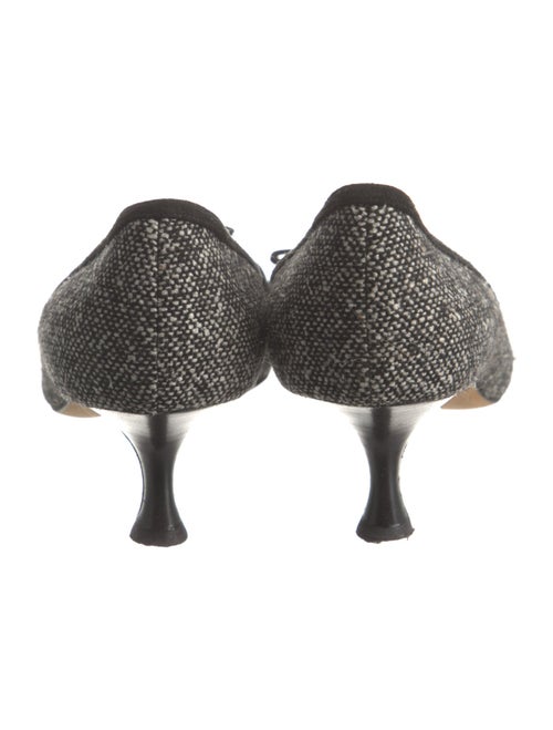 Manolo Blahnik Tweed Pattern Bow Accents Pumps