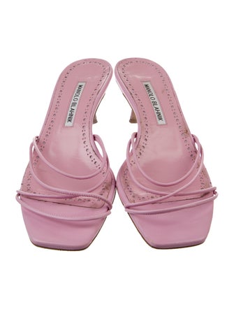 Manolo Blahnik Leather Eyelet Trim Slides