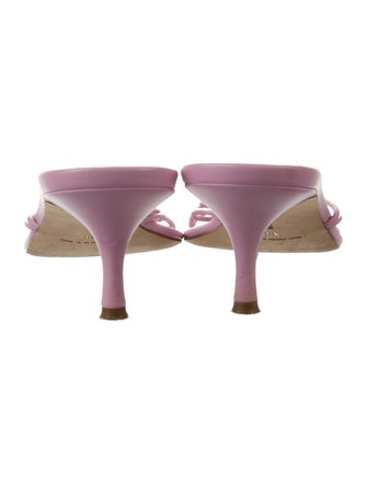 Manolo Blahnik Leather Eyelet Trim Slides