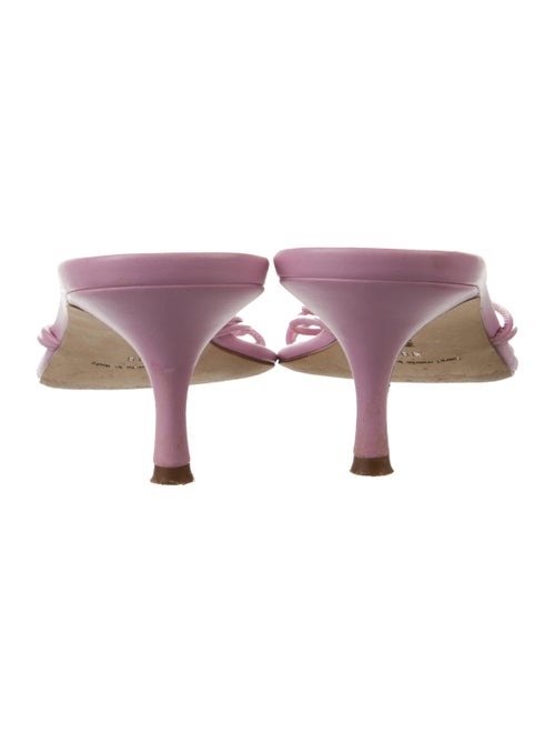 Manolo Blahnik Leather Eyelet Trim Slides