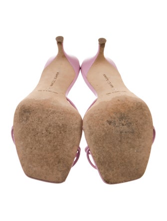 Manolo Blahnik Leather Eyelet Trim Slides