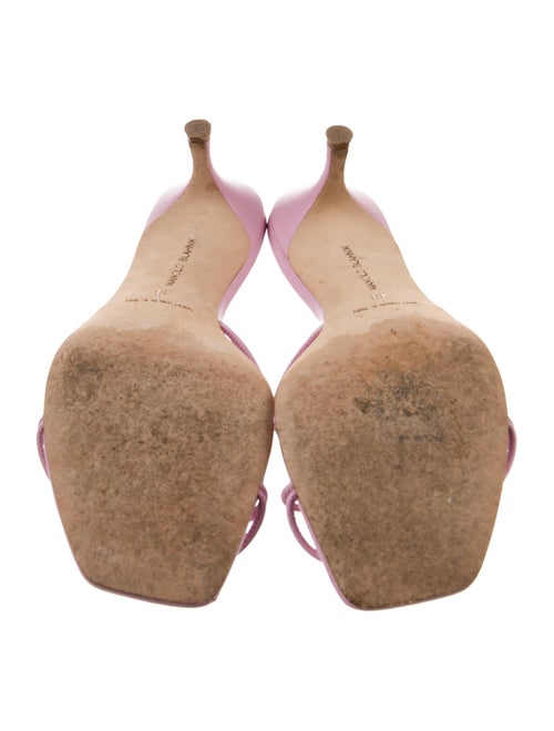 Manolo Blahnik Leather Eyelet Trim Slides