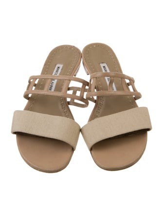 Manolo Blahnik Leather Cutout Accent Slides