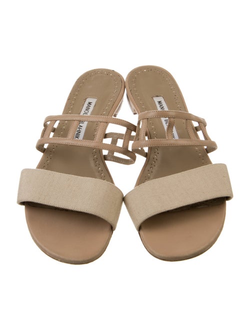 Manolo Blahnik Leather Cutout Accent Slides