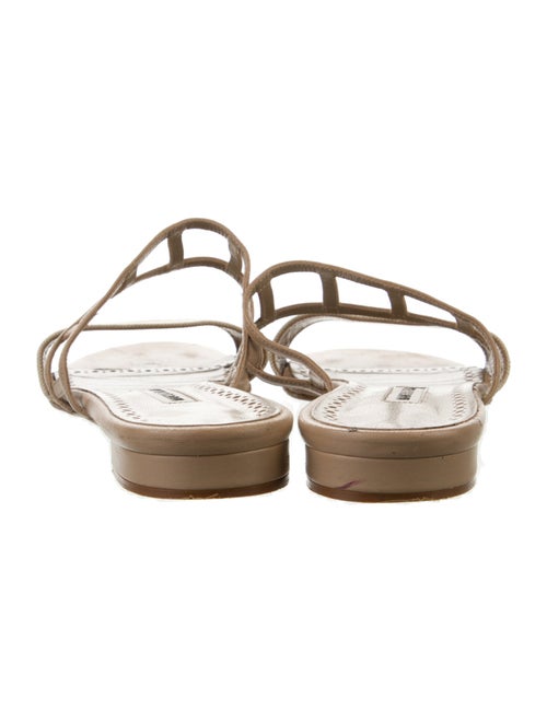 Manolo Blahnik Leather Cutout Accent Slides