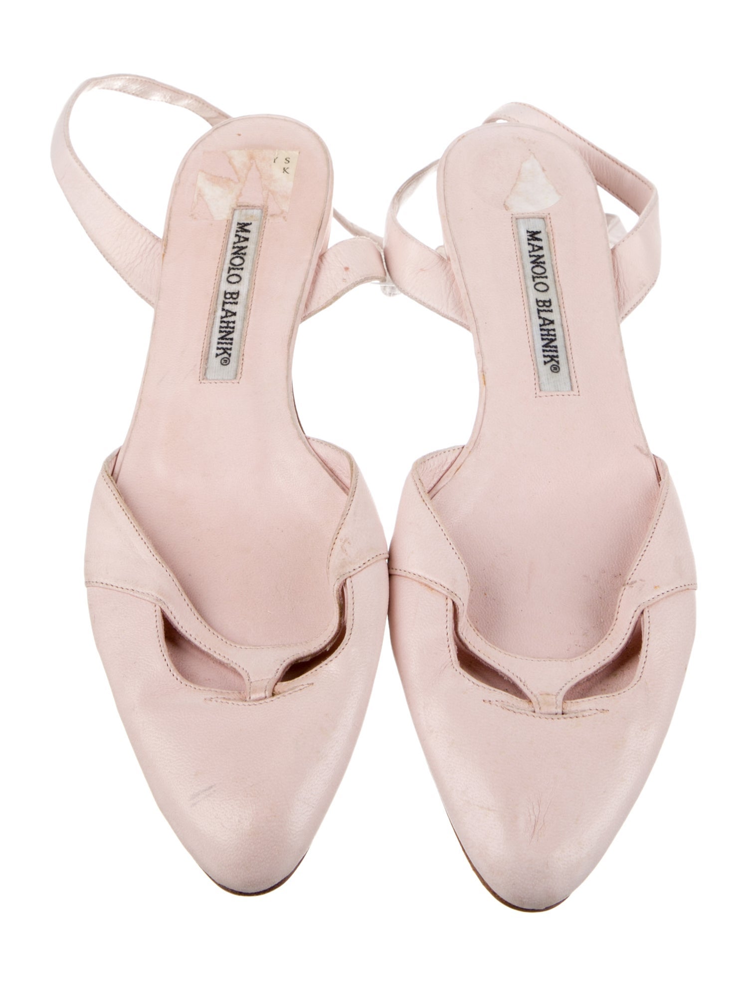 Manolo Blahnik Leather Cutout Accent Slingback Flats